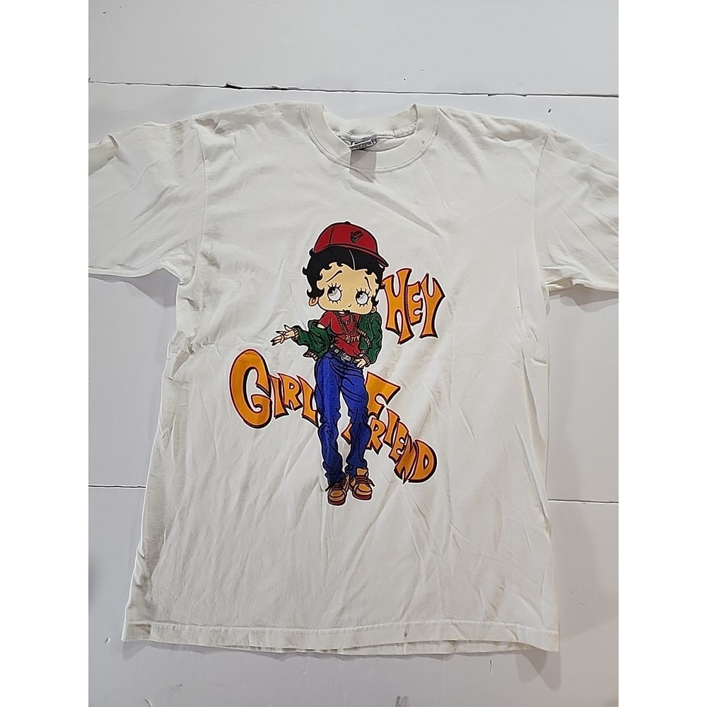 VTG 90s Betty Boop Hey Girlfriend Size L T-Shirt Royal Avalon Hip‎ Hop Rap Tee
